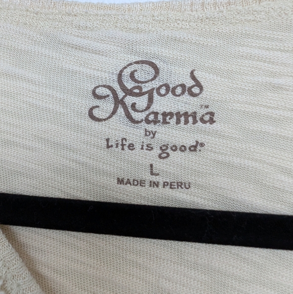 Good Karma by Life is Good Distressed Lagenlook Long Sleeve Sz L organic cotton - Picture 10 of 16